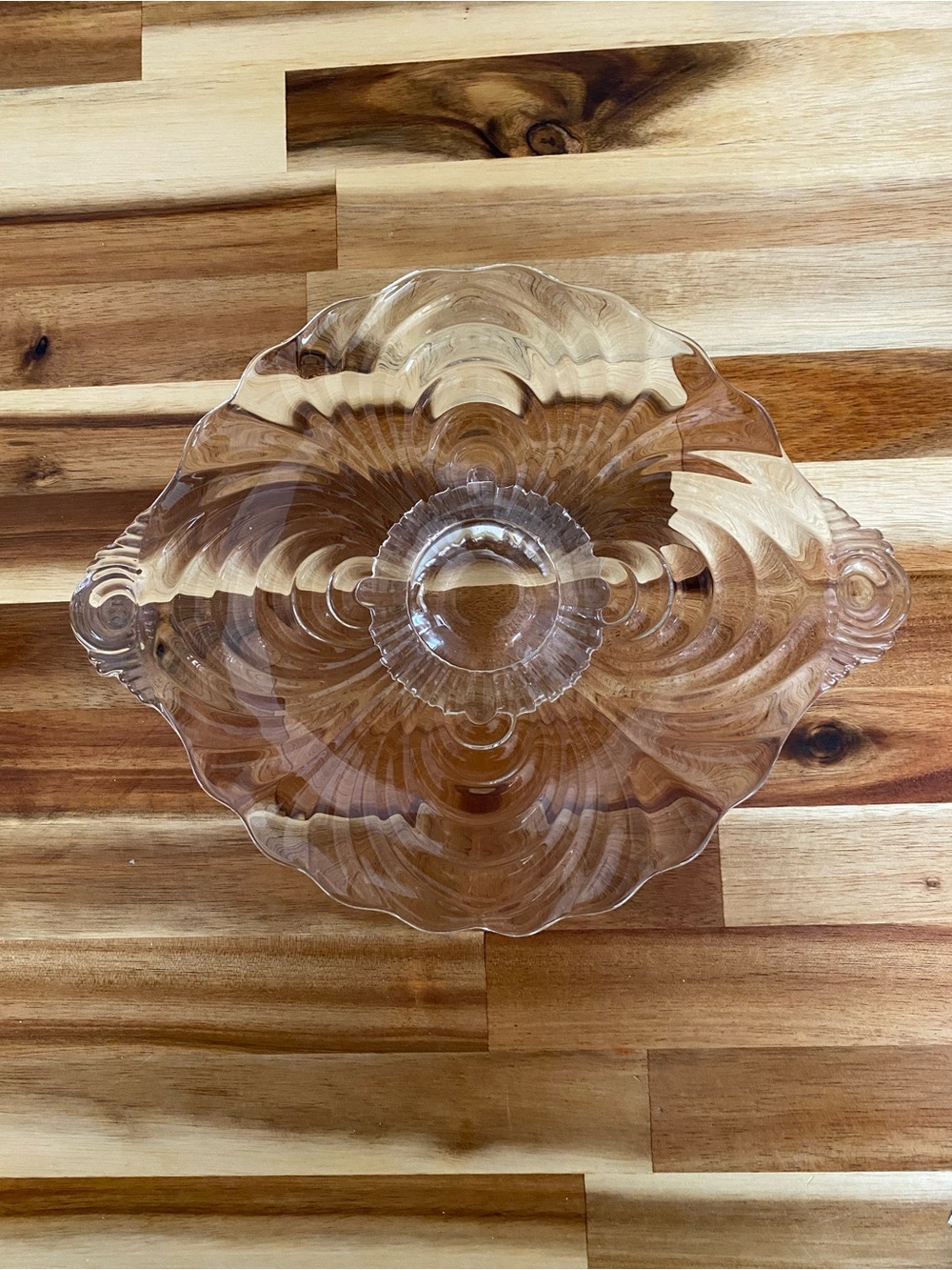 Cambridge Caprice Clear Glass Square Platter with Handles, 10”x 8”x2" Height